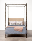 Made Goods Brennan Short Textured Iron Canopy Bed in Severn Canvas