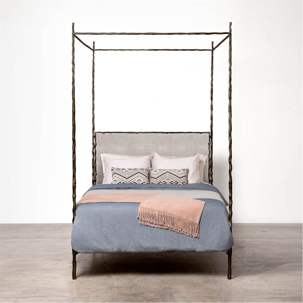 Made Goods Brennan Tall Textured Canopy Bed in Brenta Cotton Jute