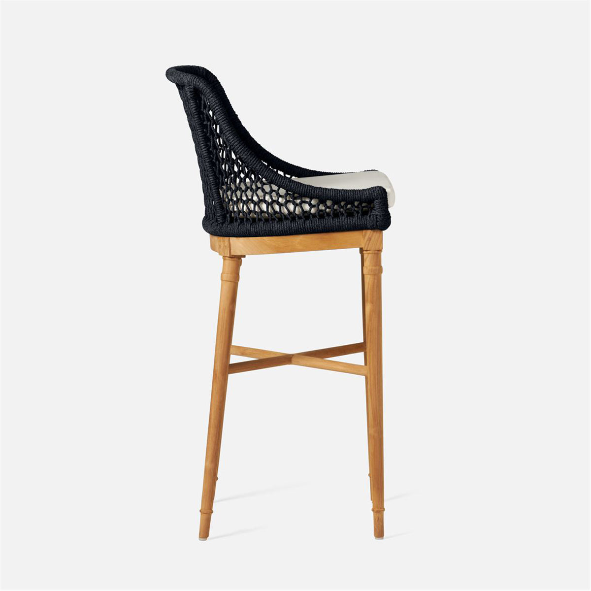 Made Goods Chadwick Woven Rope Outdoor Bar Stool in Alsek Fabric