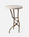 Made Goods Genevier Brass Tripod Base Side Table in Faux Canvas