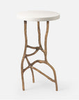 Made Goods Genevier Brass Tripod Base Side Table in Faux Canvas