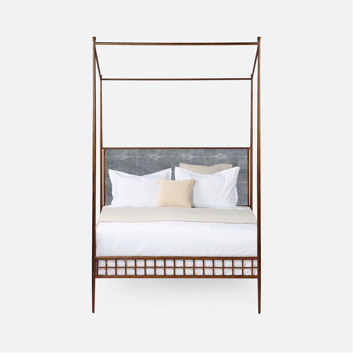 Made Goods Hamilton Textured Iron Canopy Bed in Garonne Leather