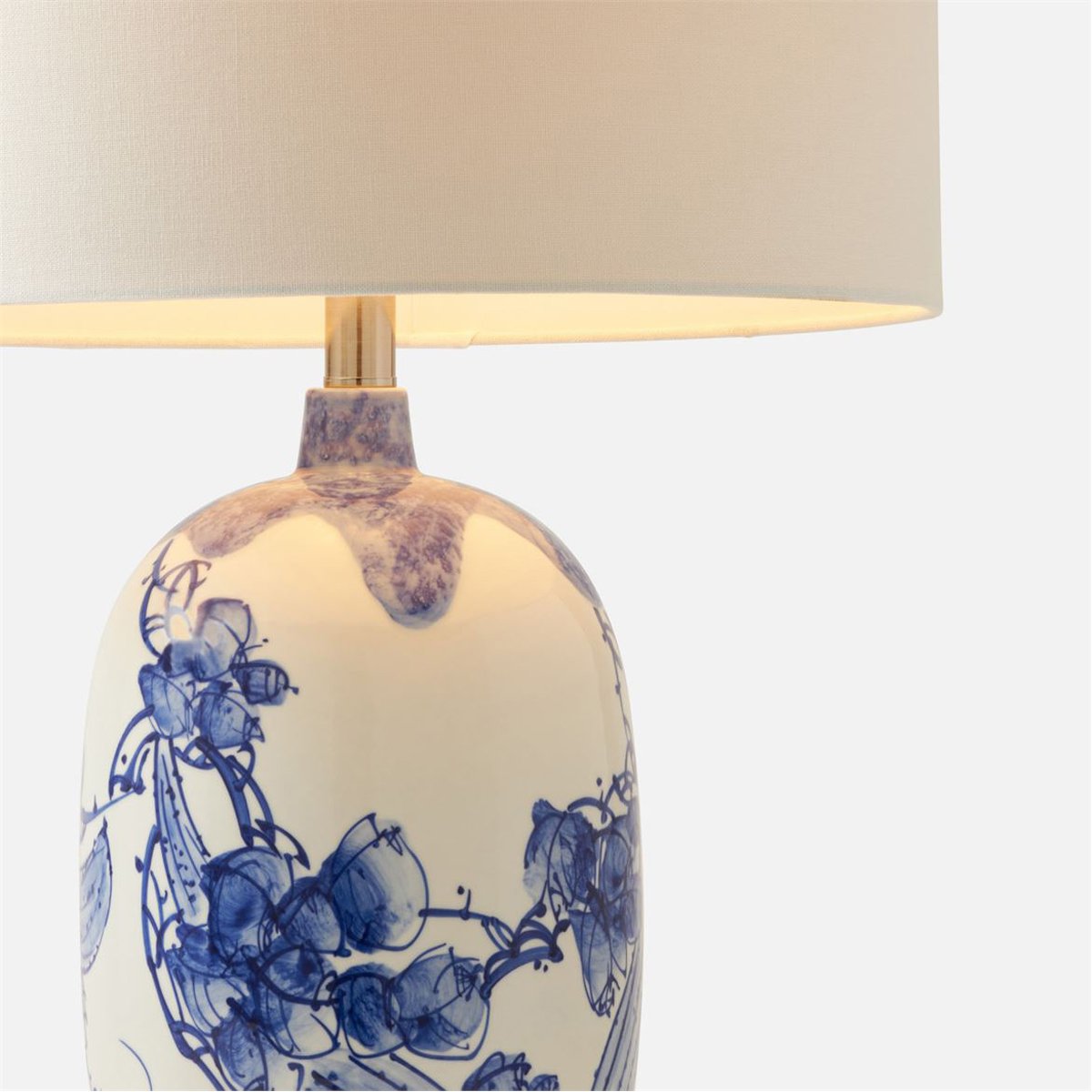 Made Goods Aziah Table Lamp in Blue White Gloss Ceramic