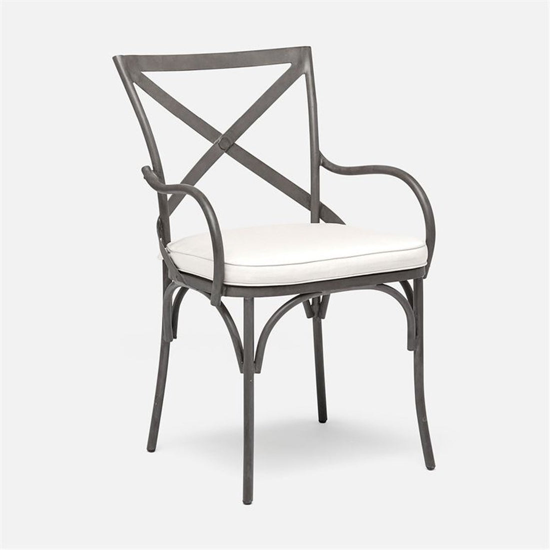 Made Goods Beverly Metal X-Back Outdoor Chair, Garonne Marine Leather