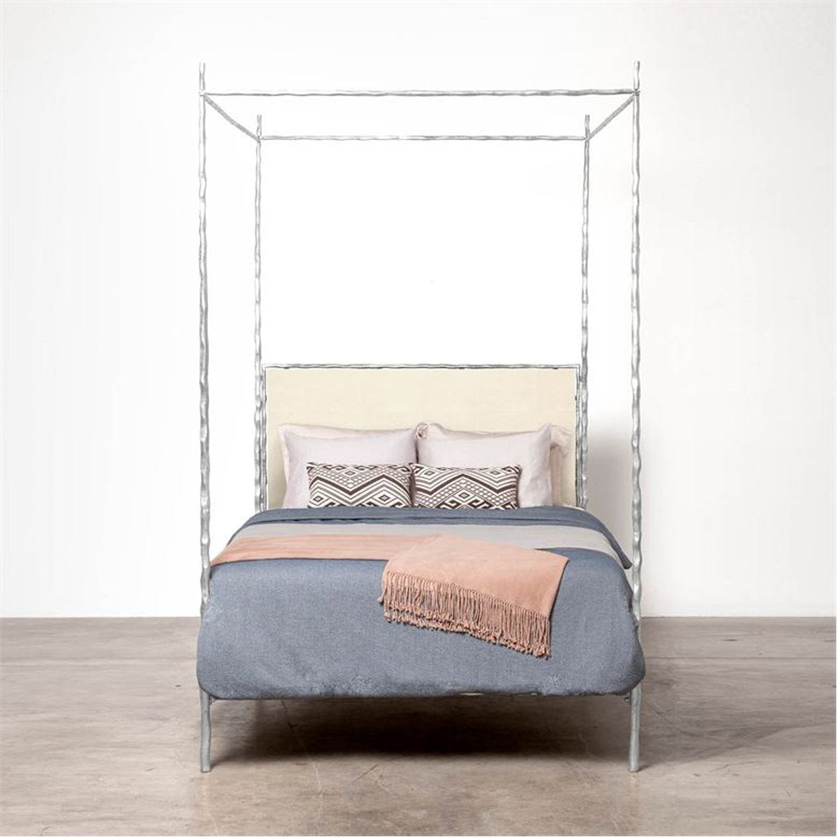 Made Goods Brennan Tall Textured Canopy Bed in Faux Raffia