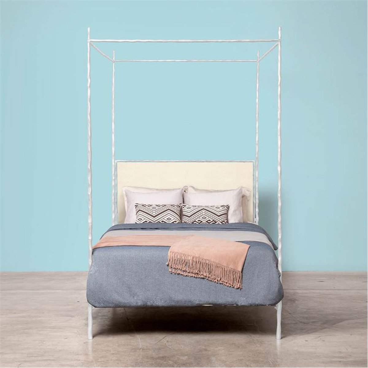Made Goods Brennan Tall Textured Canopy Bed in Faux Raffia