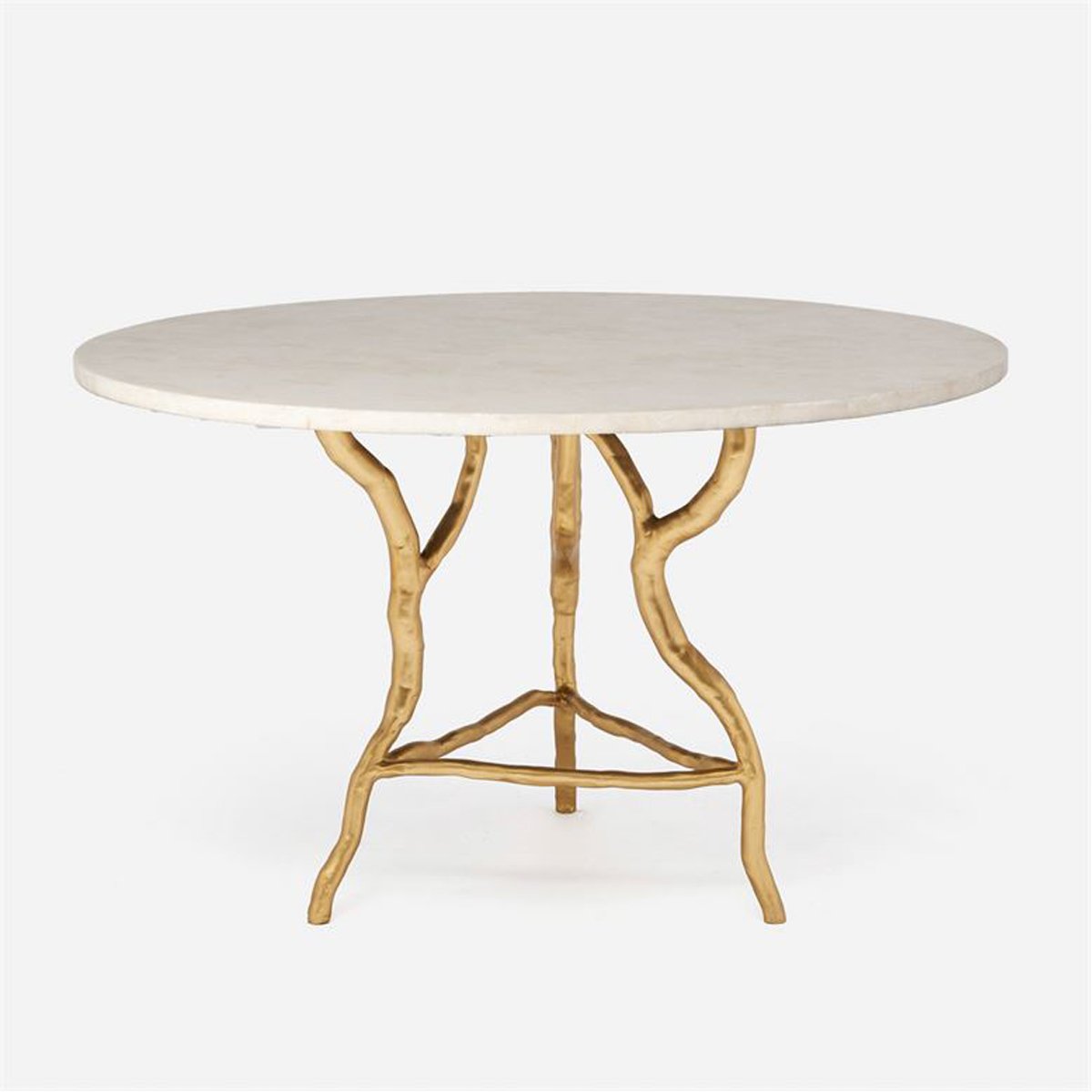Made Goods Royce Abstract Branch Round Dining Table in Stone