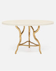 Made Goods Royce Abstract Branch Round Dining Table in Faux Belgian Linen Top