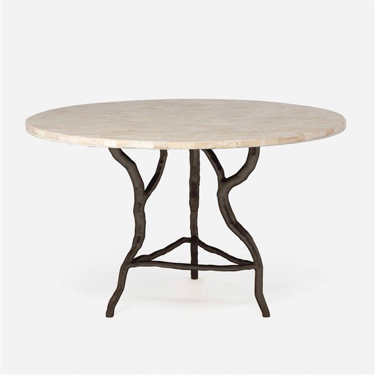 Made Goods Royce Abstract Branch Round Dining Table in Stone