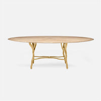 Made Goods Royce Abstract Branch Oval Dining Table in Cerused Oak Top