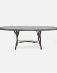Made Goods Royce Abstract Branch Oval Dining Table in Zinc Metal Top