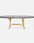 Made Goods Royce Abstract Branch Oval Dining Table in Zinc Metal Top
