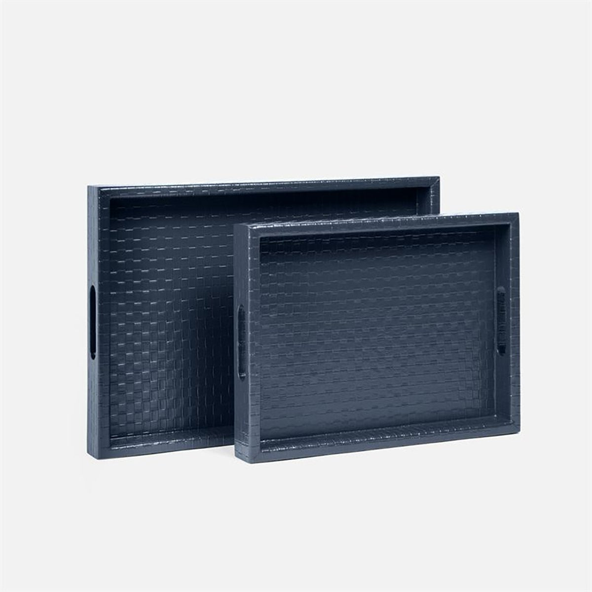 Made Goods Ambrose Faux Leather Weave Tray, 2-Piece Set