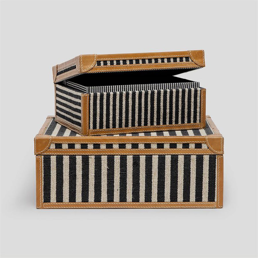 Made Goods Sawyer Striped Jute Boxes, 2-Piece Set
