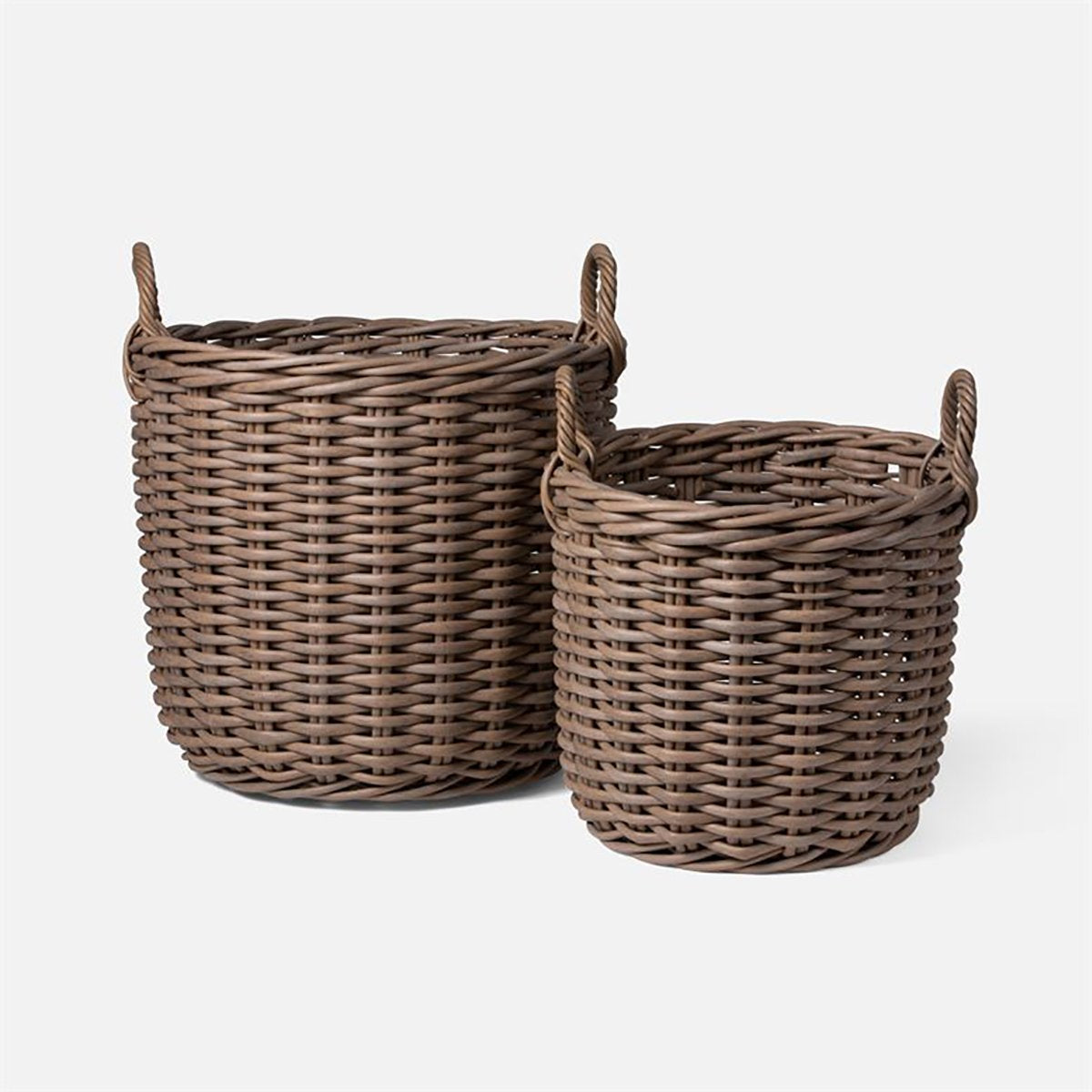 Made Goods Warner XL Round Woven Faux Wicker Outdoor Basket, 2-Piece Set