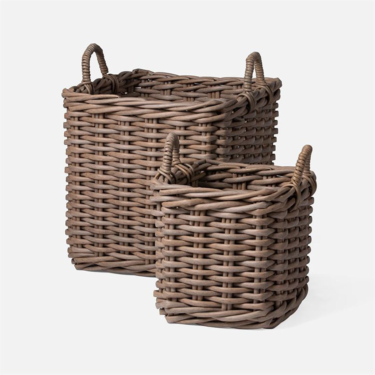Made Goods Warner XL Square Woven Faux Wicker Outdoor Basket, 2-Piece Set