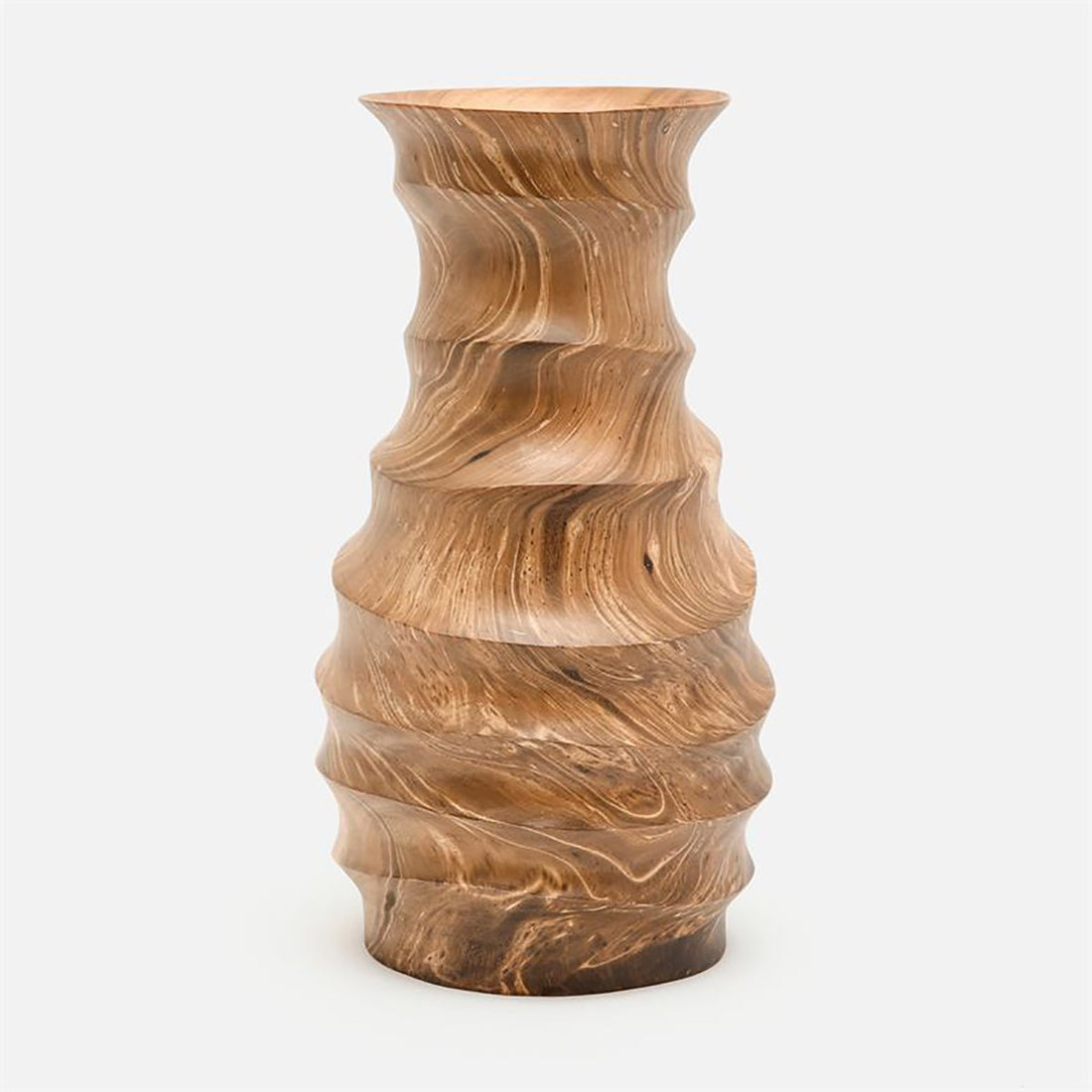 Made Goods Yama Mango Wood Curved Vase, Set of 2